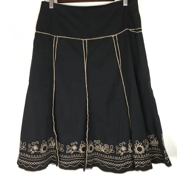 Lucy Paris Black Embroidered Floral Ribbon Skirt L - Picture 5 of 8